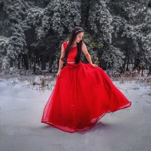 GORGEOUS RED MODEST FORMAL / PROM DRESS/GOWN